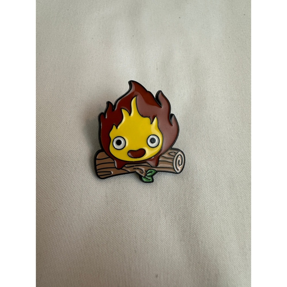 Studio Ghibli Howls Moving Castleβ Calcifer Enamel Pin Fire Demon Log Accessory